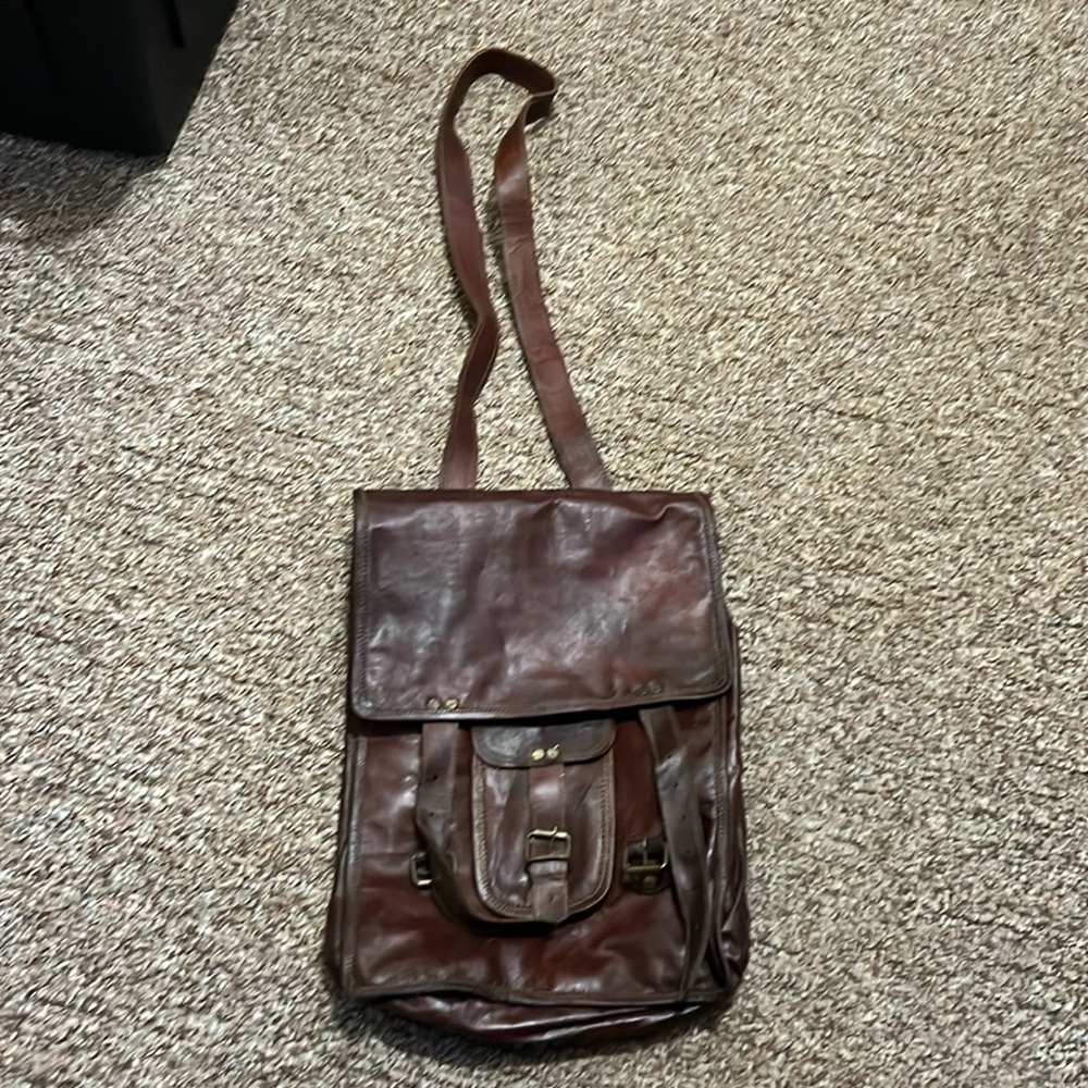 Stained leather back pack and satchel